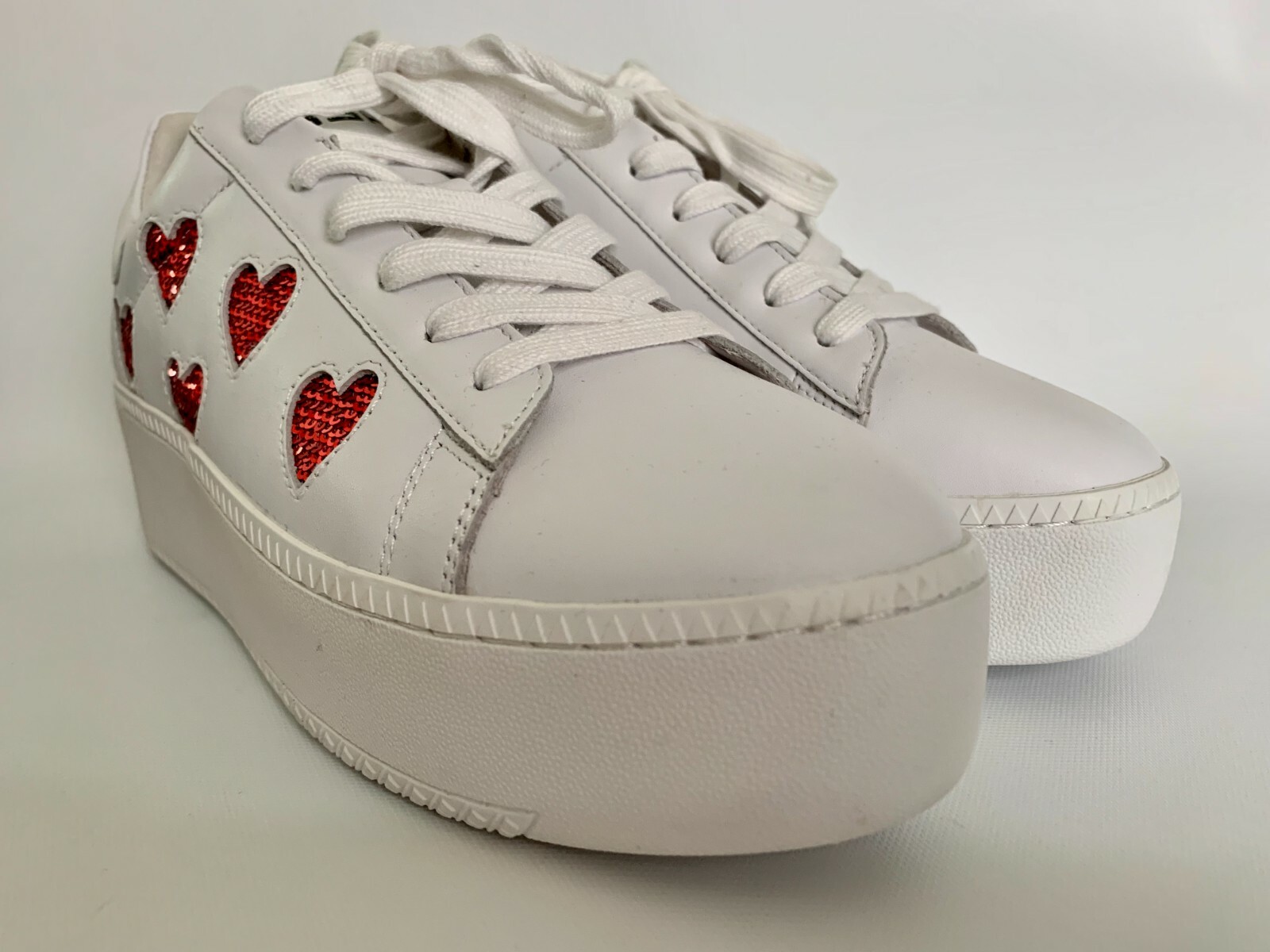 white lace platform sneakers