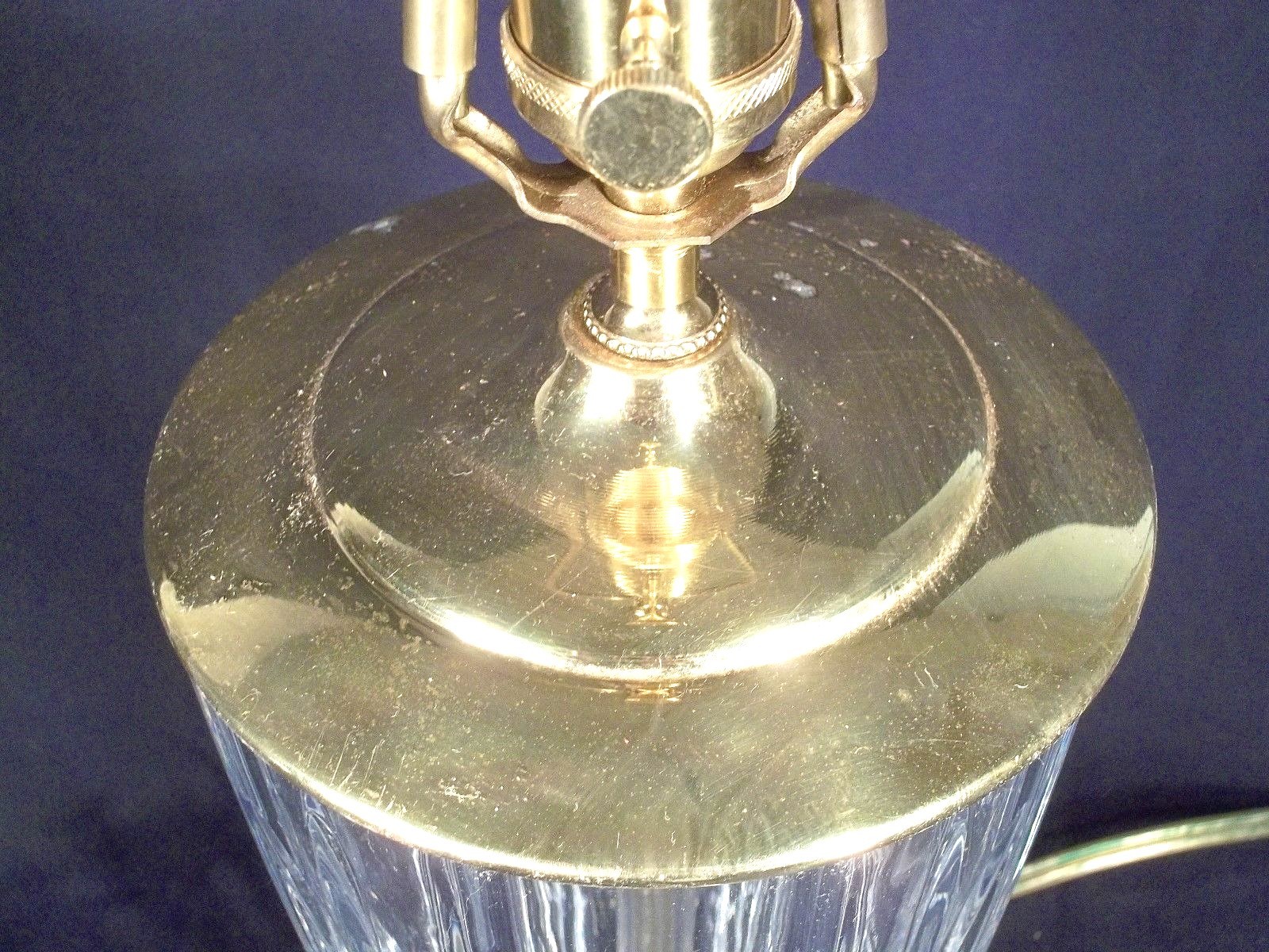 MID CENTURY ART MODERN GLASS VASE LAMP ON SCROLLED BRASS FEET