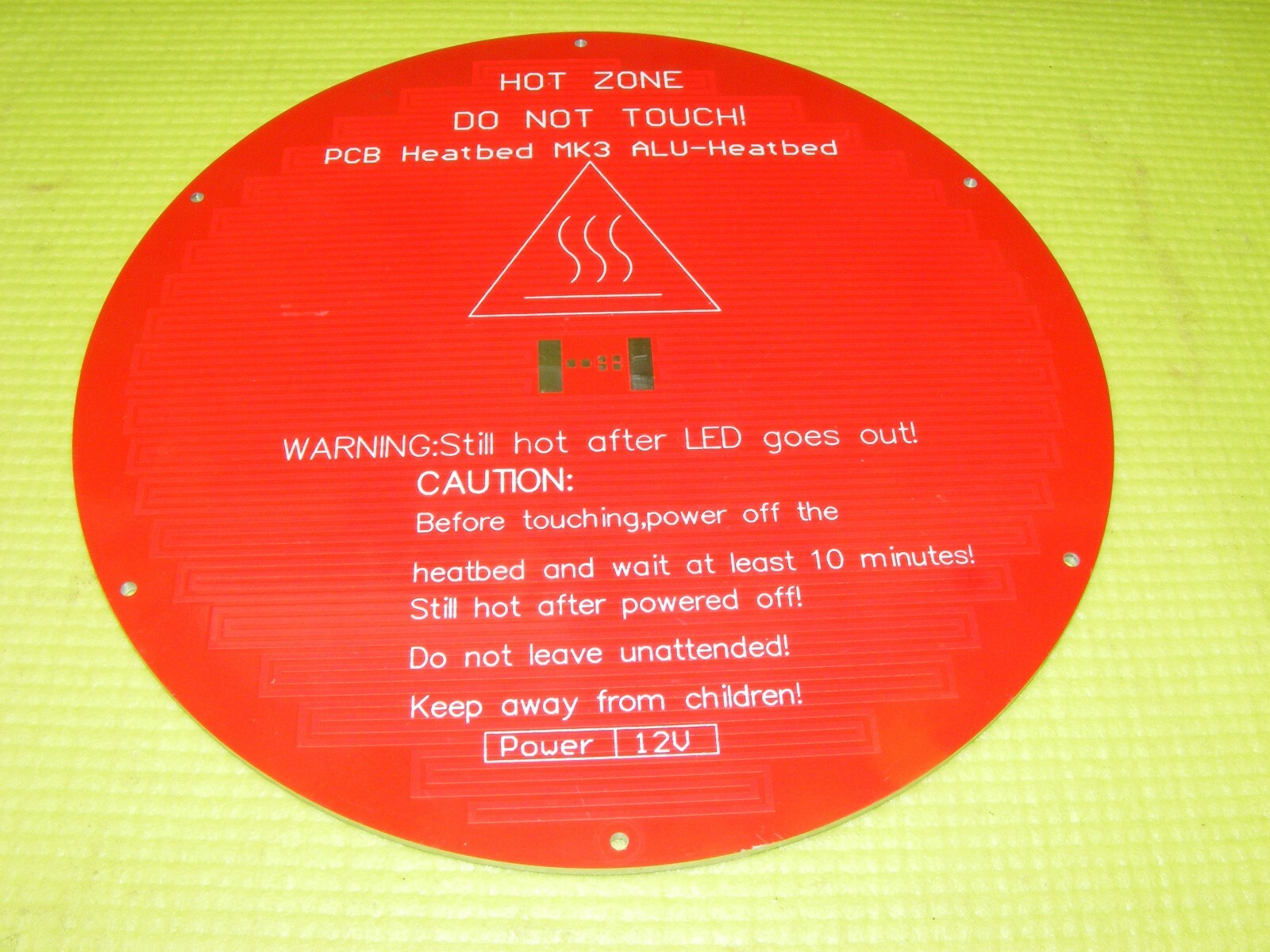 MK3 12V 1.9OHM 220MM DIA. X 3MM THICK ALUMINUM HEATED HOT BED 3D PRINTER USA 