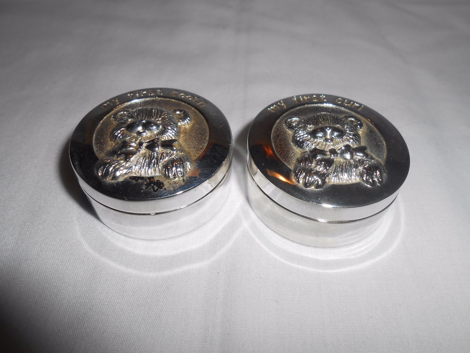 Babies Keepsake Boxes Free Shipping Vintage Silver Finish First Curl and Tooth