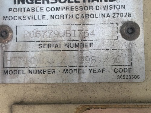Ingersoll Rand 750 On Trailer