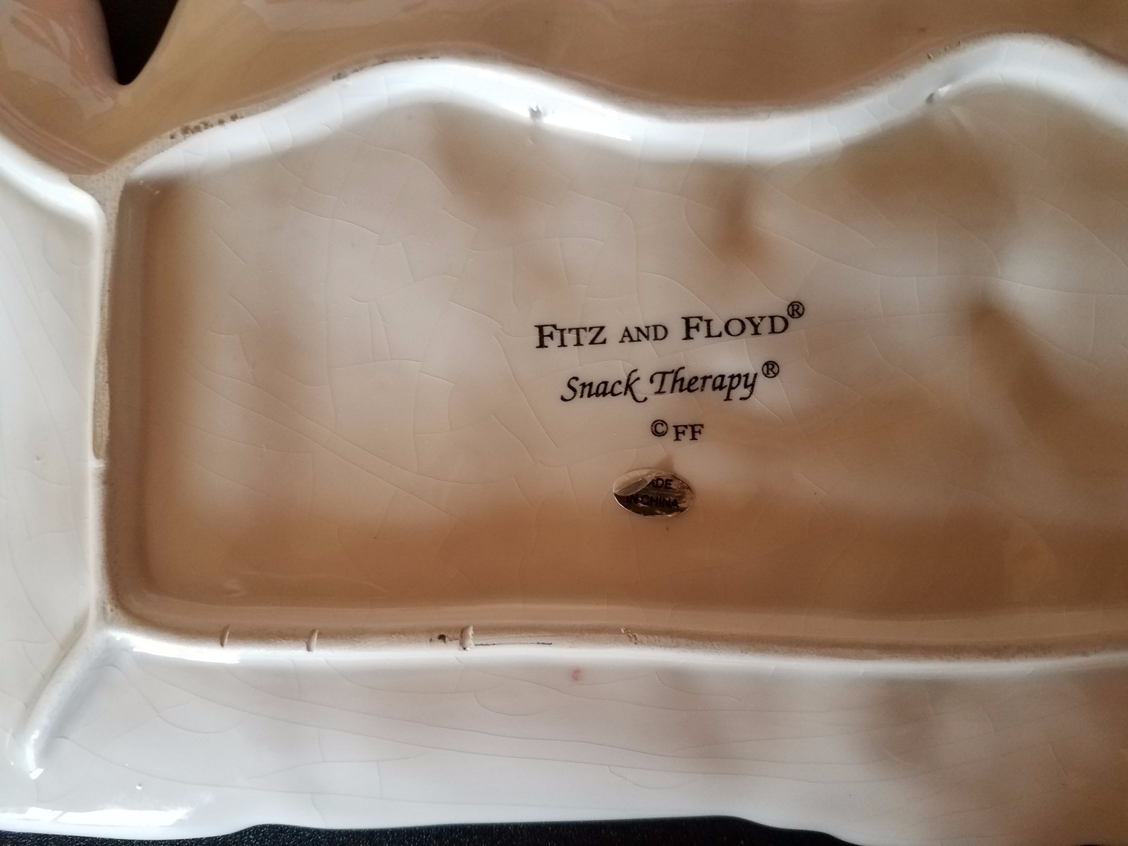 Fitz and Floyd Jolly Snack Therapy Ceramic Holiday Snack Tray NIB