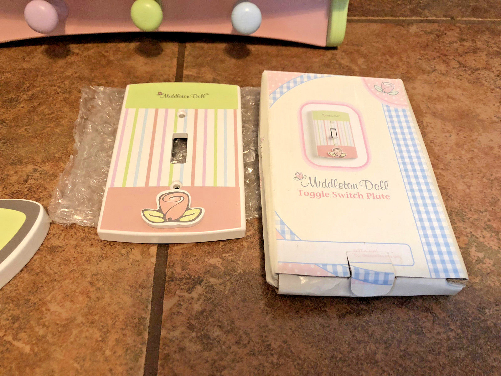 Lee Middleton Original Baby Doll Nursery Coat Hook Light Switch Plate Wall Set