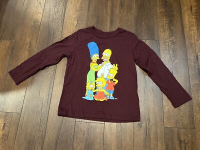 Old Navy The Simpsons Boys Size Small 6/7 Maroon Longsleeve Shirt
