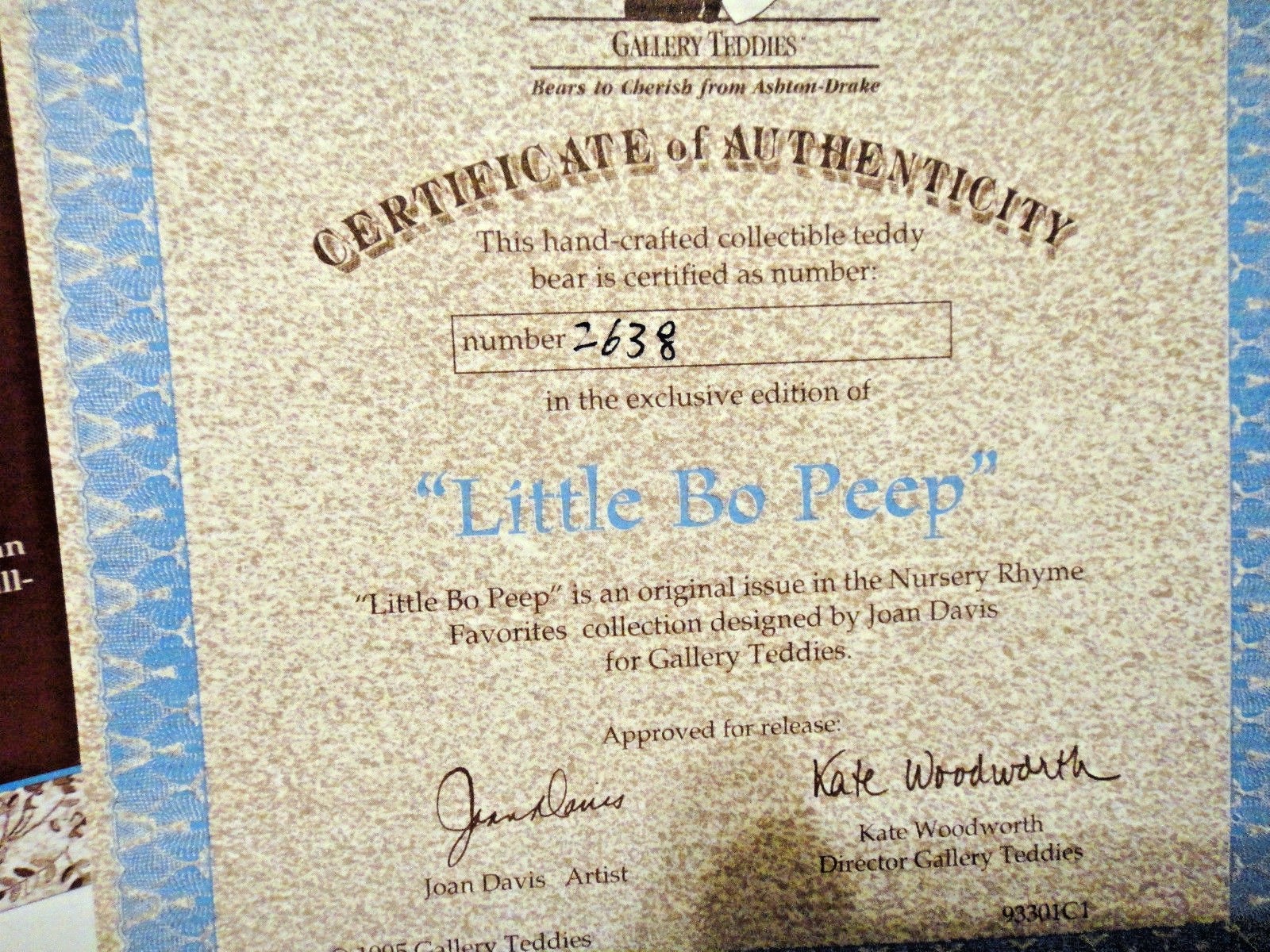 Gallery Teddy Bear Little Bo Peep Bear Ashton Drake Artist Joan Davis 2638