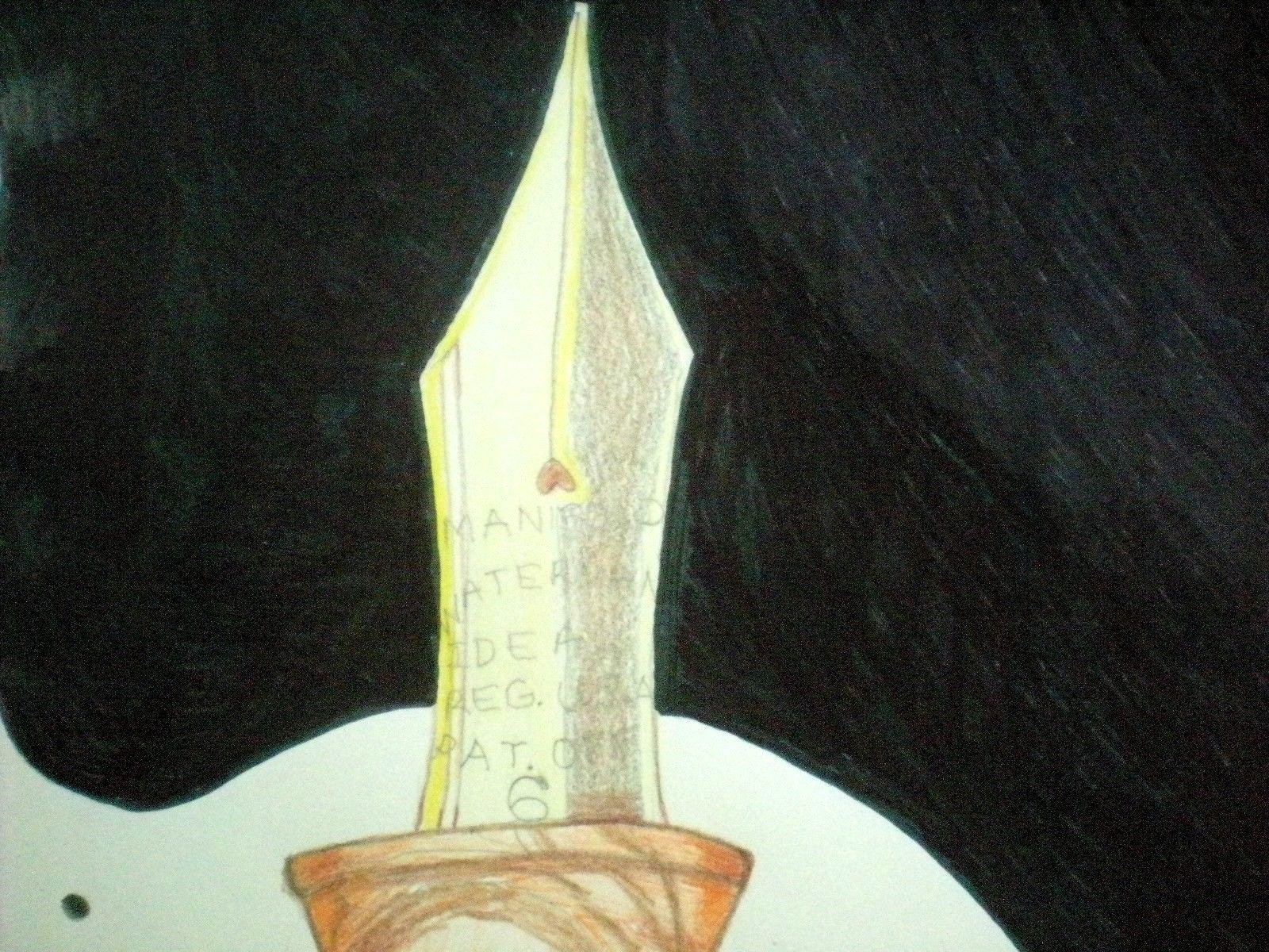 Original Artist Rendering of Pen and Ink Blot Colored Pencil Signed Dated