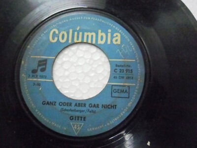 GITTE C 23 915 GANZ ODER ABER GAR RARE SINGLE 7'' 45 GERMANY record VG+