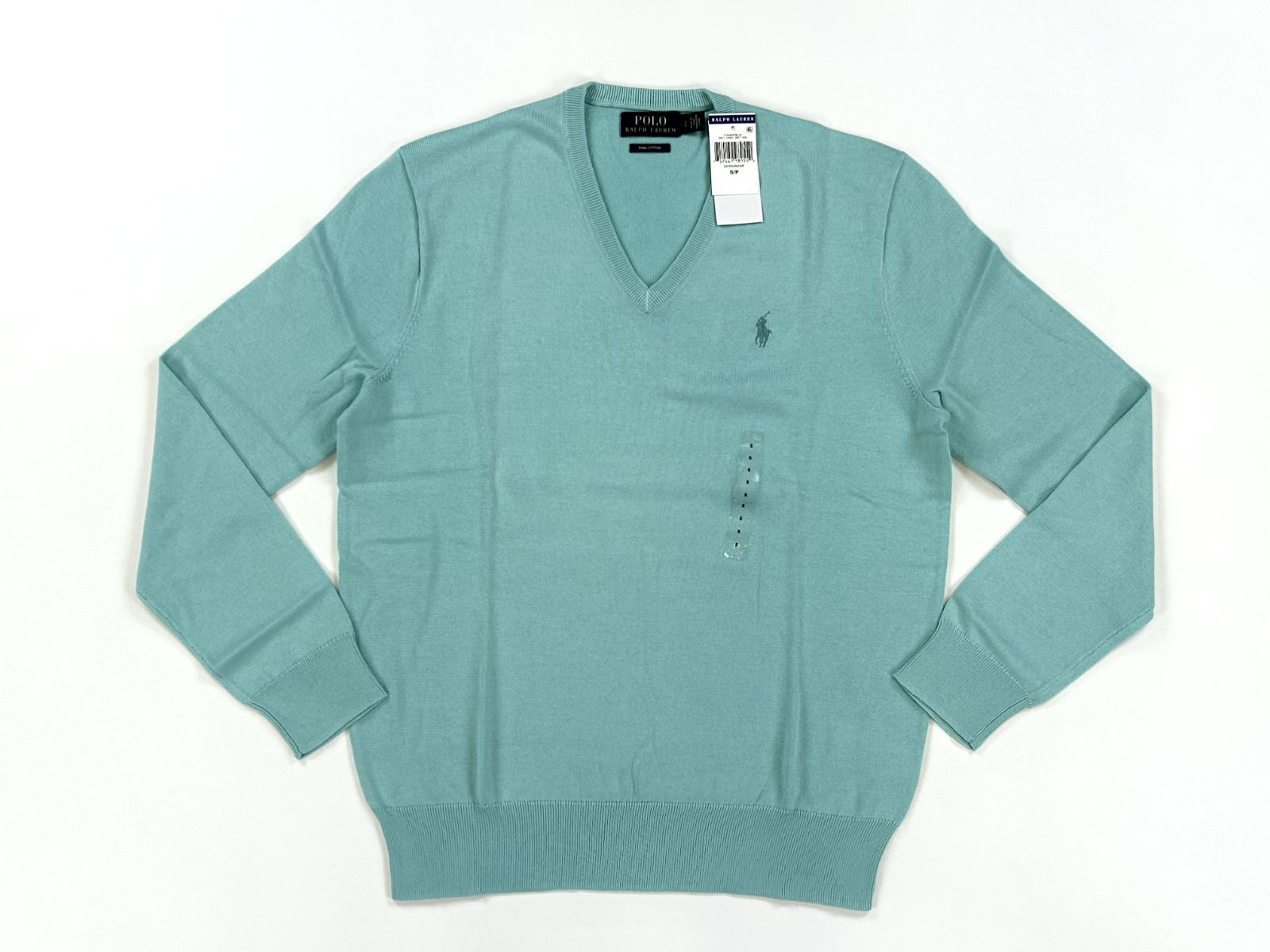 Пуловер Polo Ralph Lauren из хлопка Pima с V-образным вырезом и рисунком пони - Светло-зеленый -