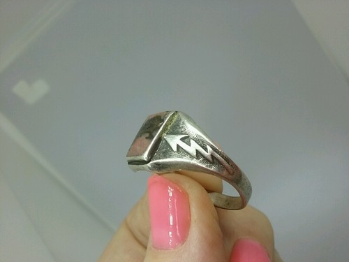 Vintage Sterling Silver Navajo Bell Trading Company Jasper Red&Black Ring Sz 11