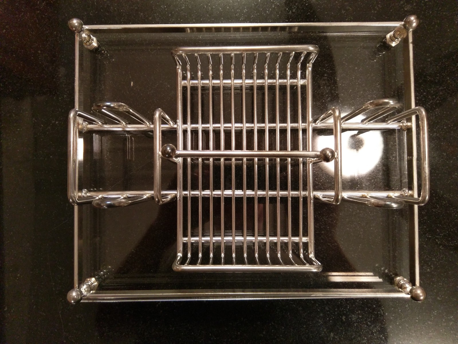 Gorgeous Silverplate and Acrylic Condiment Center Piece Tray