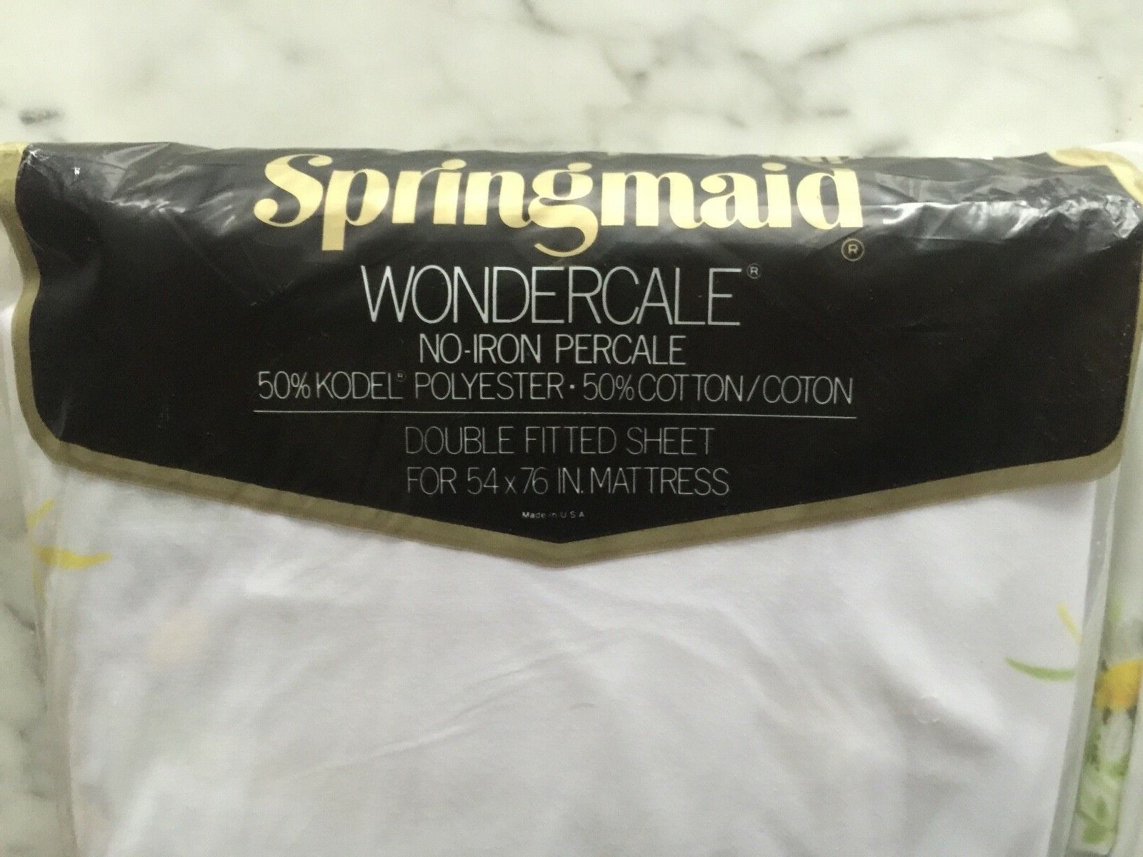NEW/OLD STOCK Vintage Wondercale Springmaid Double Fitted Sheets Lot 2 DAISY