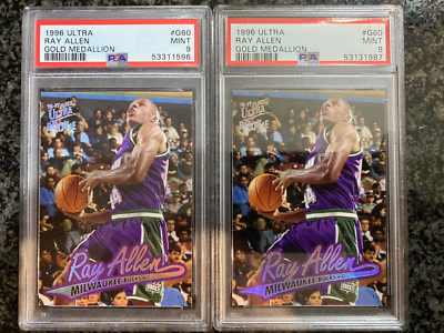 2) 1996-97 Fleer Ultra Ray Allen Gold Medallion Rookie G60 HOF PSA 9 Pop 8