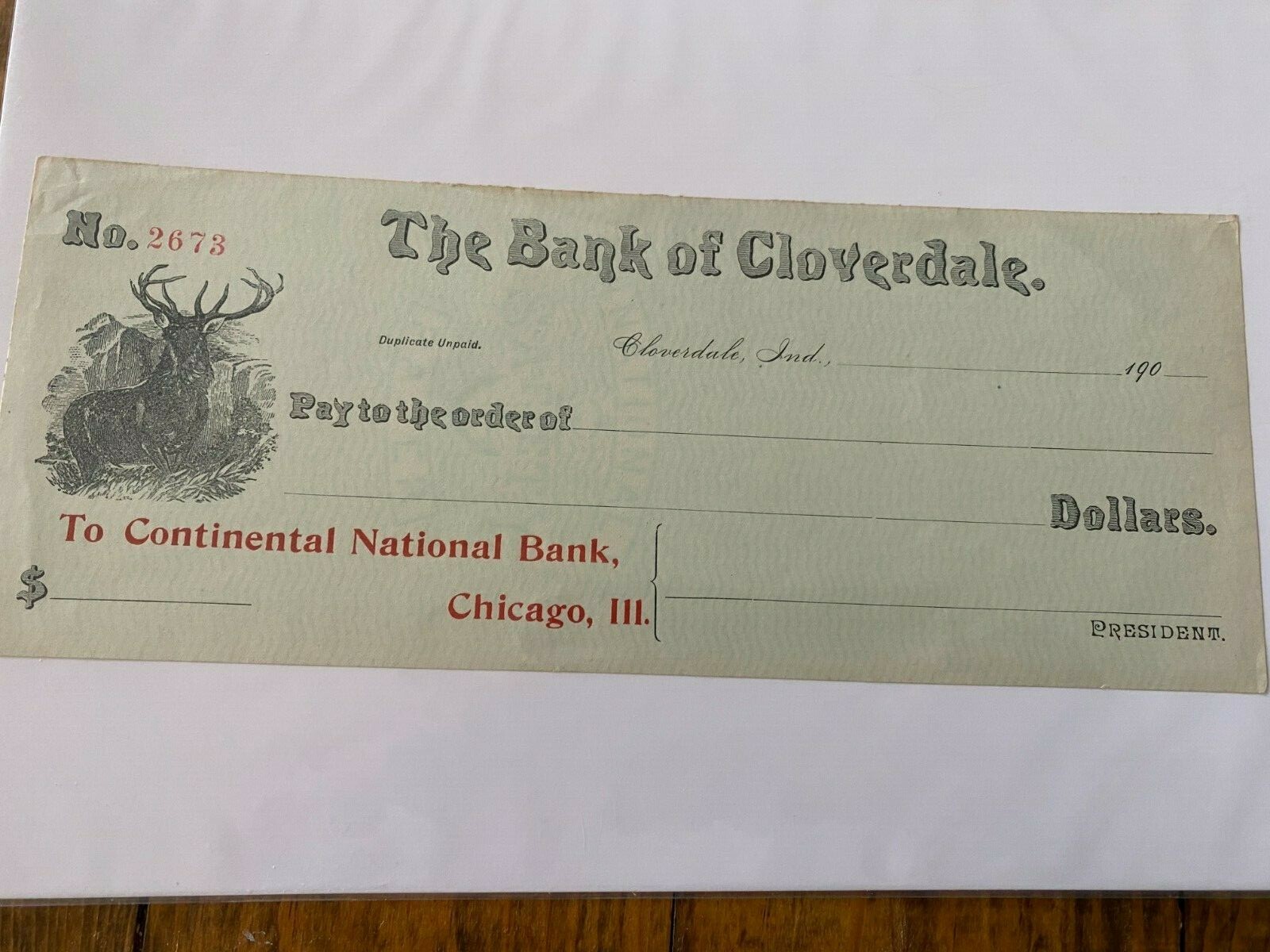Vintage Unused Bank Of Cloverdale Indiana Check NOS | eBay