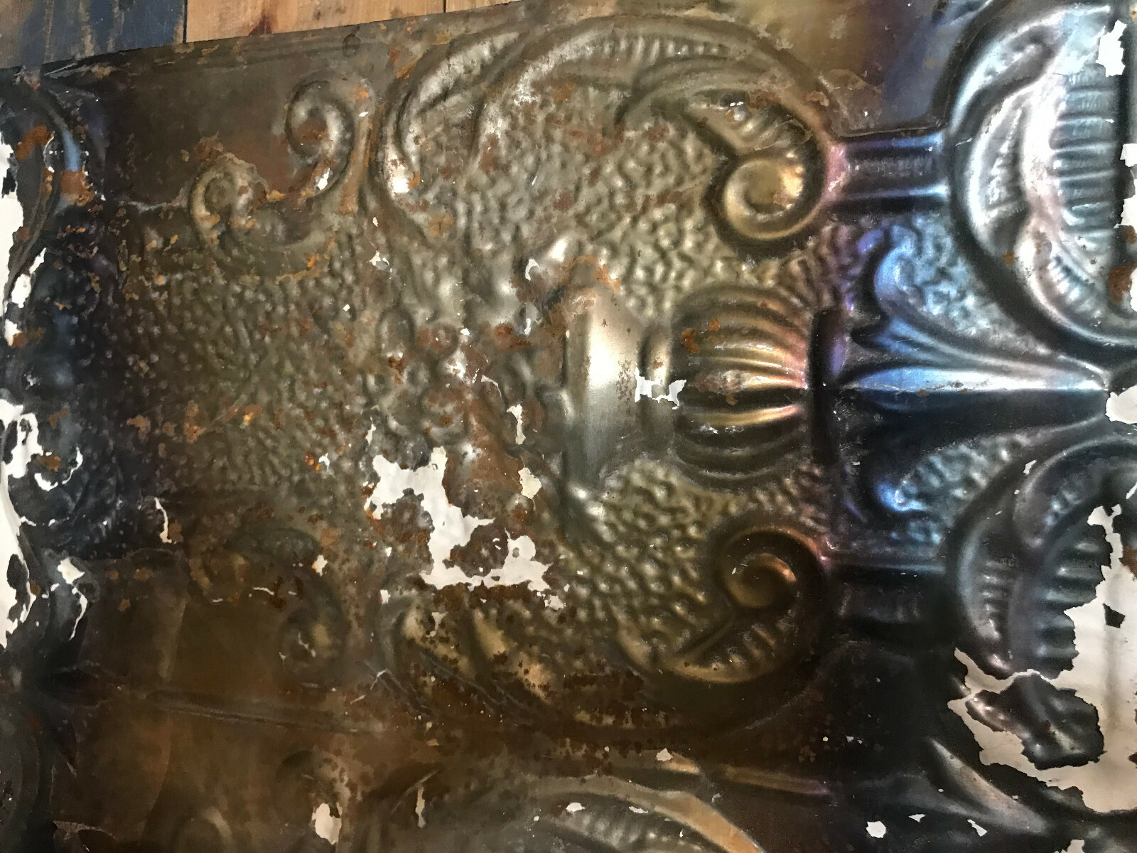 Vintage 24x24in Ceiling Tin home decor repurpose patch work urn flower pattern