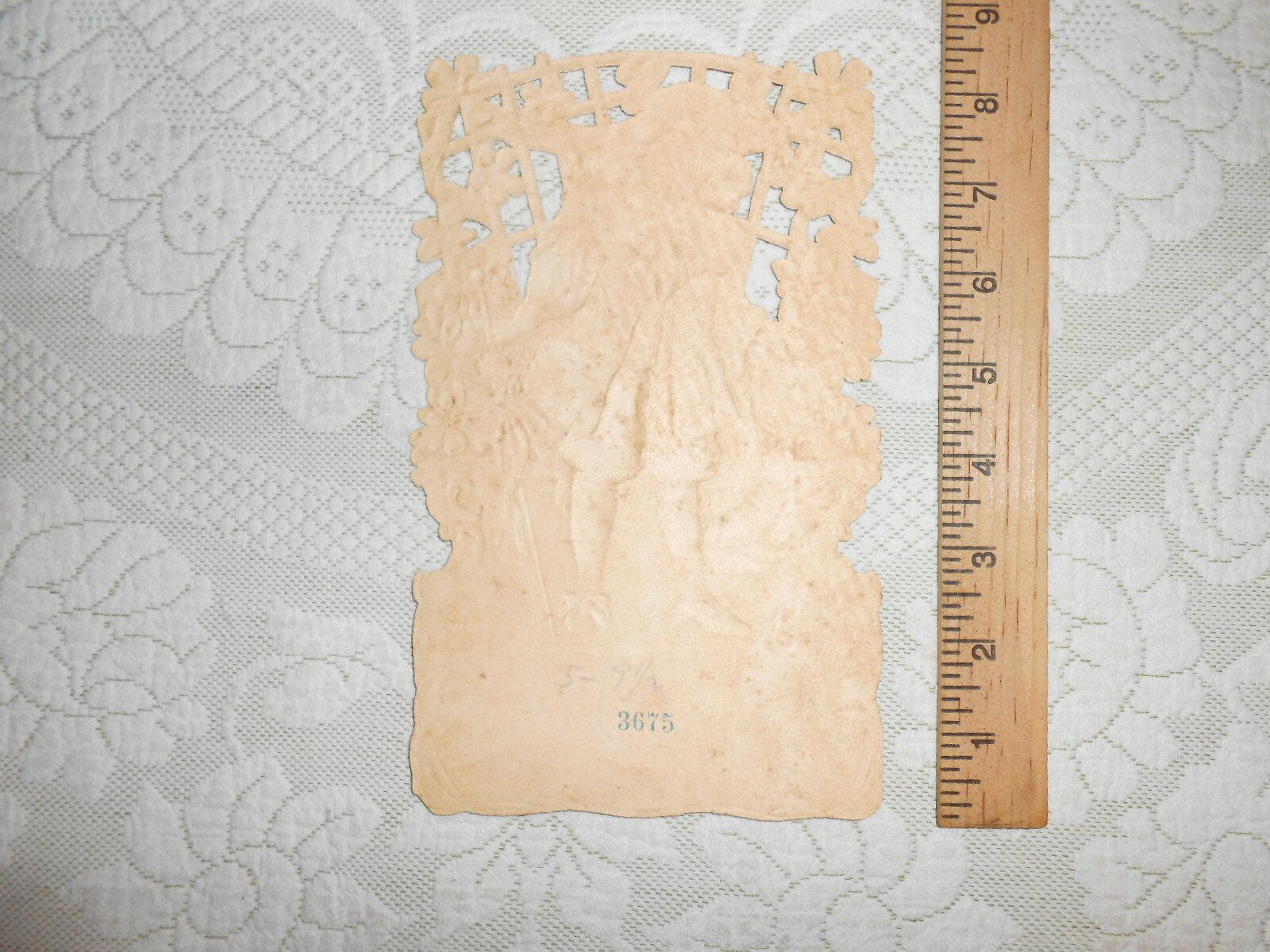 Large 1900 Antique Victorian Die-Cut Sign Little Boy NOS