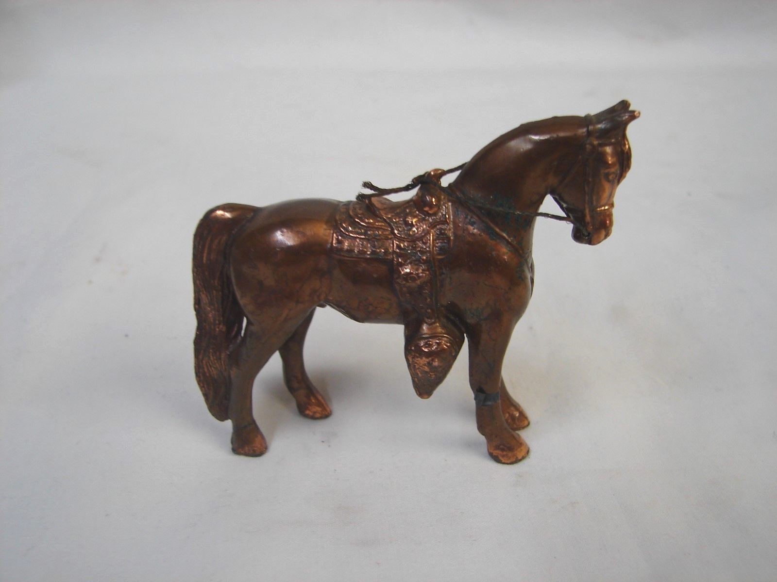 VINTAGE MARKED DODGE SOLID COPPER HORSE & SADDLE STATUE