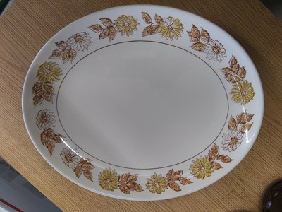 gold Trim pattern Taylor Smith /& Taylor China Serving Platter Vintage 13 Oval Serving Platter in the Leaf O/'gold