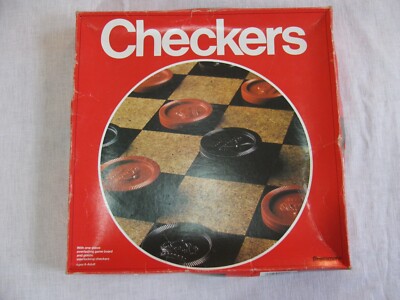 Vtg Pressman Checkers Set #2012, Complete w/One Piece Everlasting Board, 1978 r