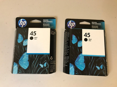 Genuine HP 45 Black Ink Cartridges Set of 2 Sealed Boxes Expired 2016, 2020