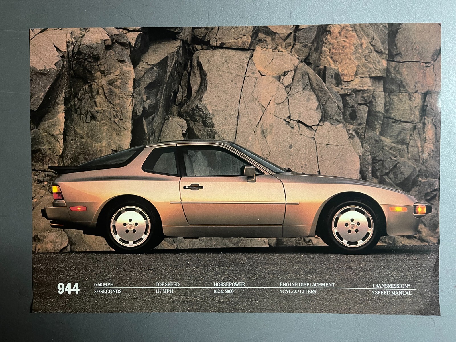 1989 Porsche 944 Coupe Sheet, Picture, Print - RARE