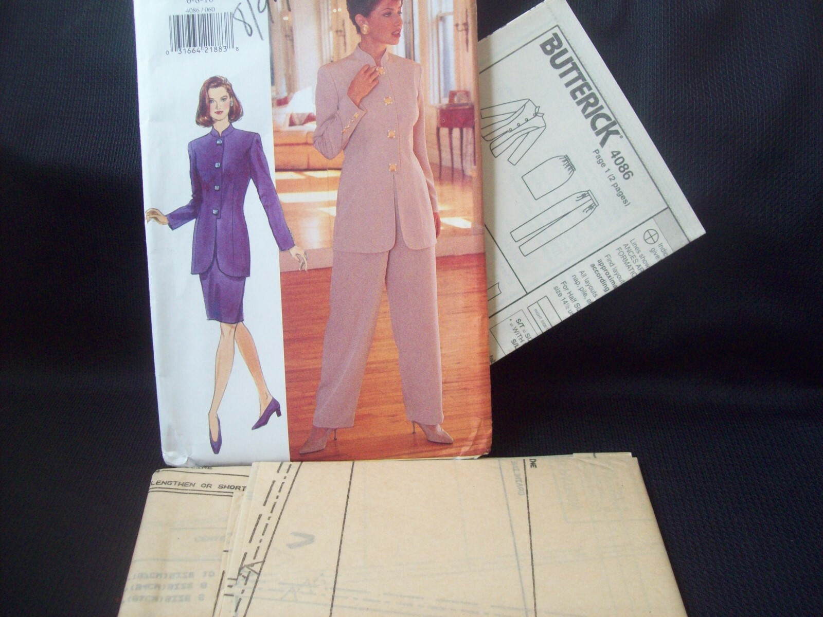 Vintage Butterick Pattern 4086 Easy Sew Jacket Skirt Pants Sizes 6-10 UCFF NOS