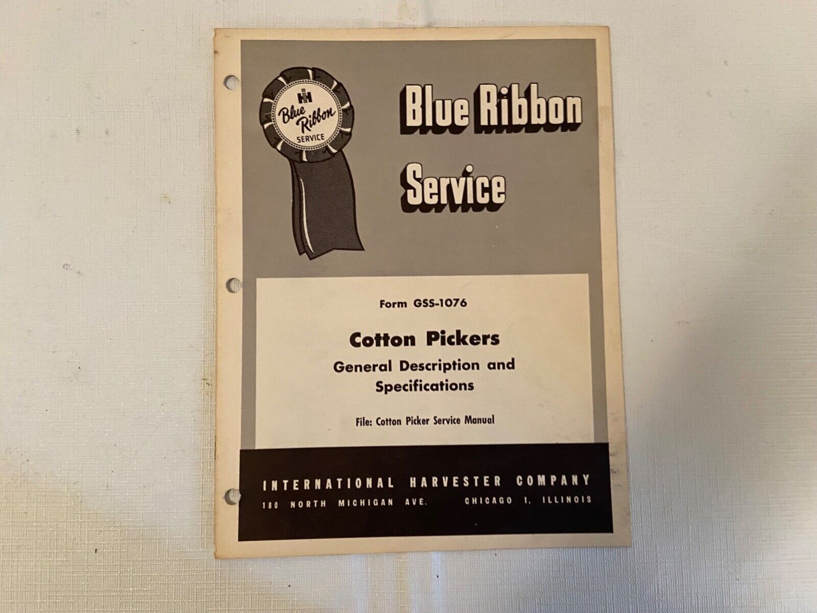 Cotton Pickers Specs International Harvester Service Manual Blue Ribbon