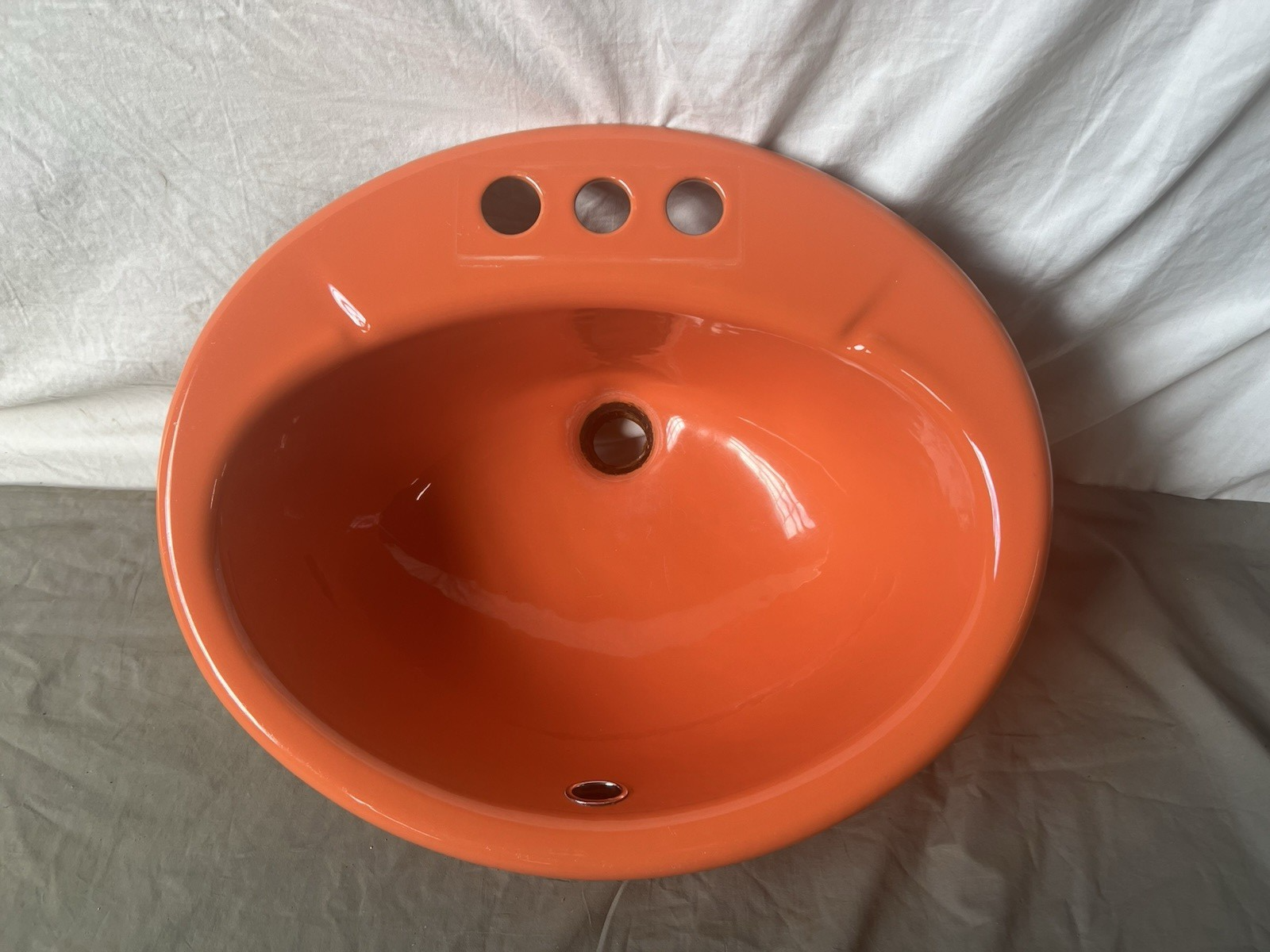 Vtg 19x16 Cast Iron Tiger Lily Orange Self Rimming Drop In