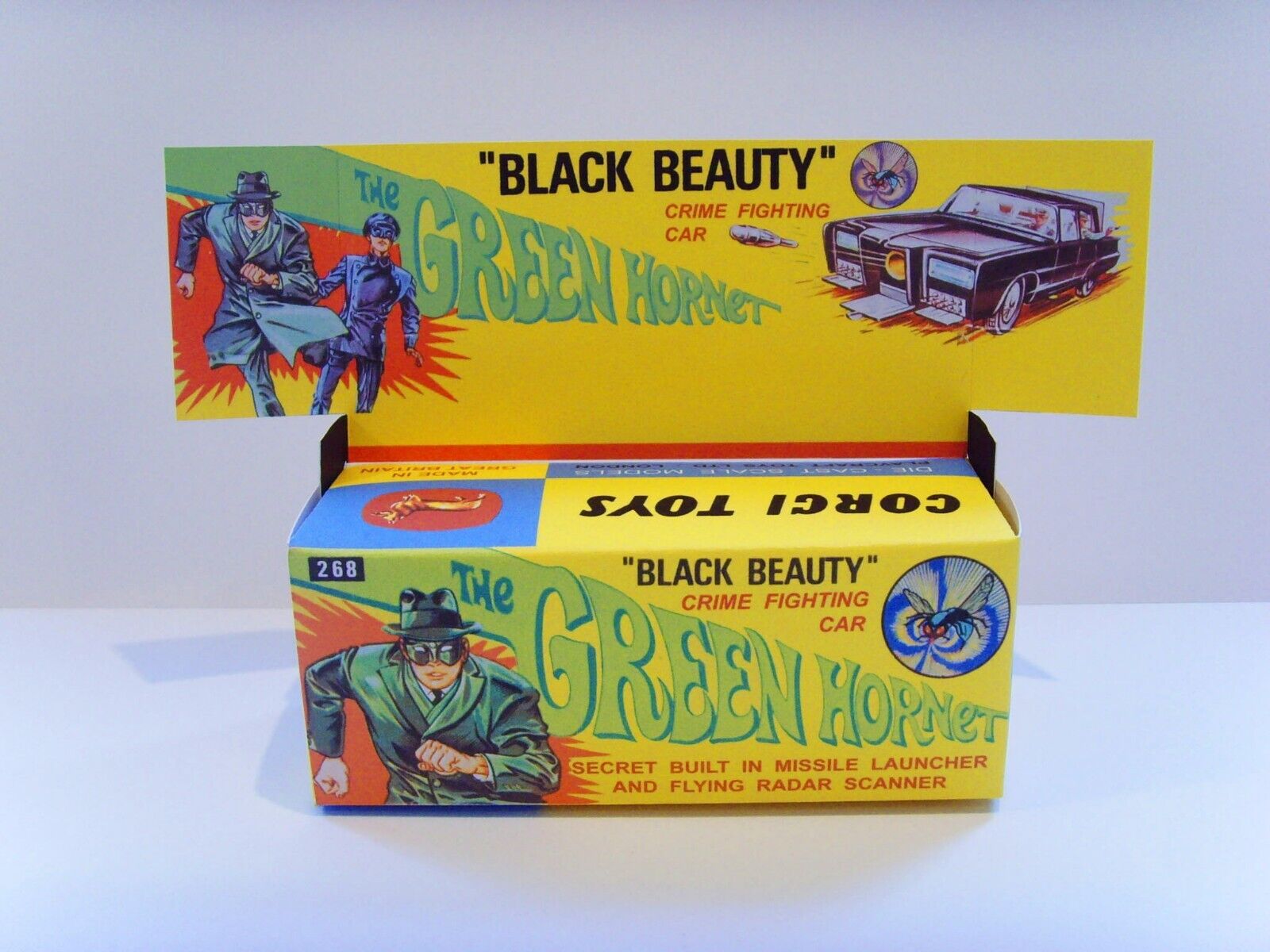 CORGI No.268 - GREEN HORNET - BLACK BEAUTY- Custom box and CORGI No.268 - GREEN HORNET - BLACK BEAUTY- Custom box and