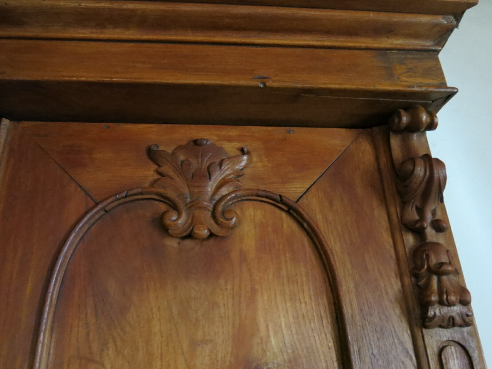 Antique 19th Century Hand-Carved American Walnut Armoire - 6 Shelves 2 Drawers