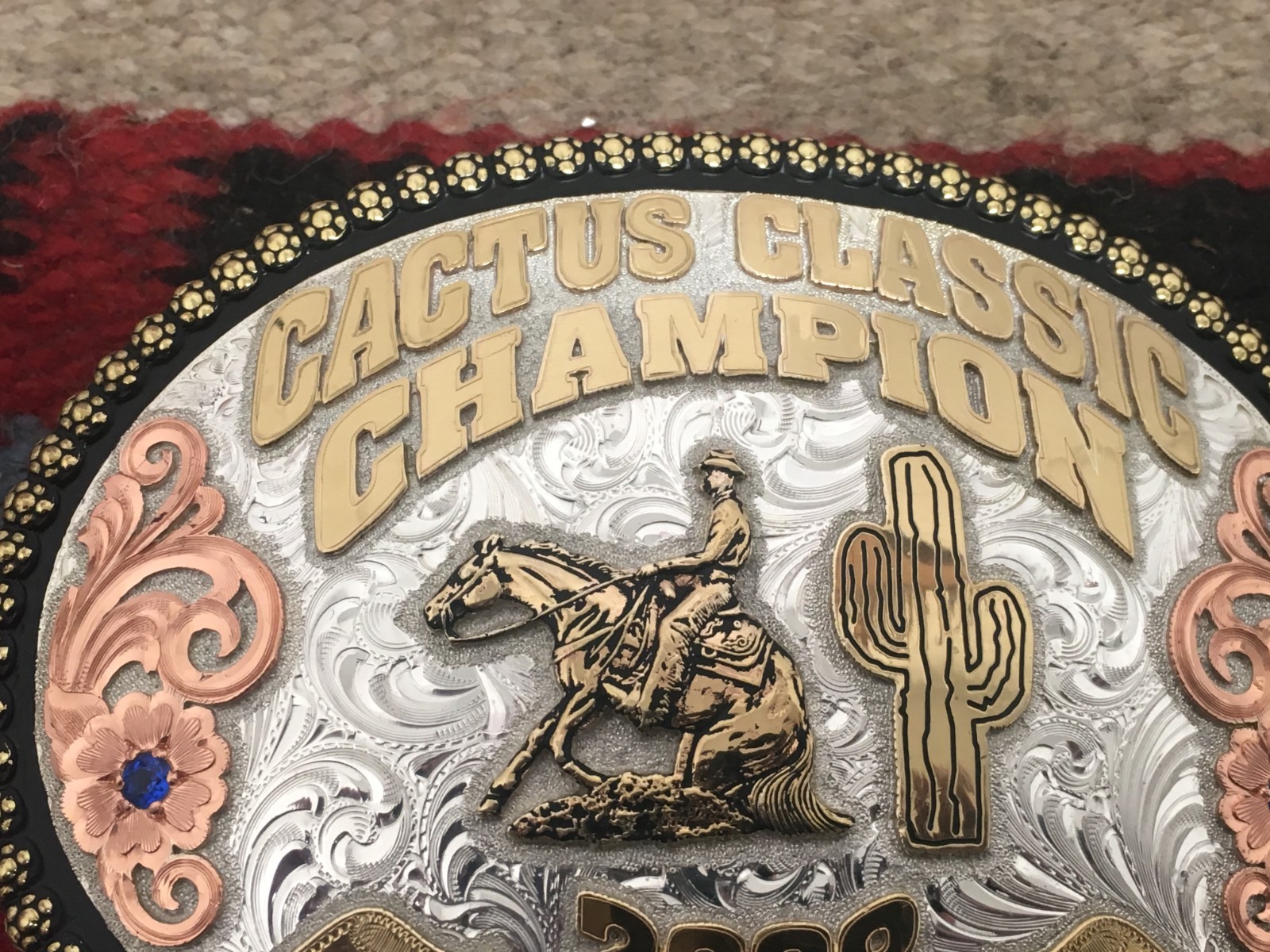 GIST CHAMPION REINING HORSE BUCKLE STERLING SILVER