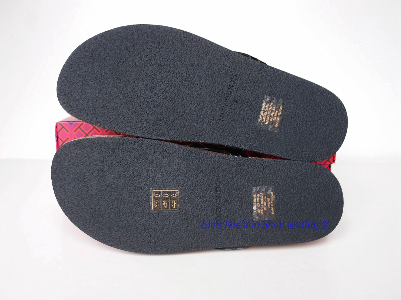 Pre-owned Tory Burch Miller Cloud Leather Sandal Black Patent 6.5 7 7.5 8 8.5 9 9.5 10