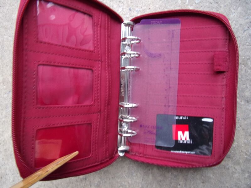Notebook Binder Planner 6 Ring Refillable Red Zippered Pocket Zip 8 X 5.5