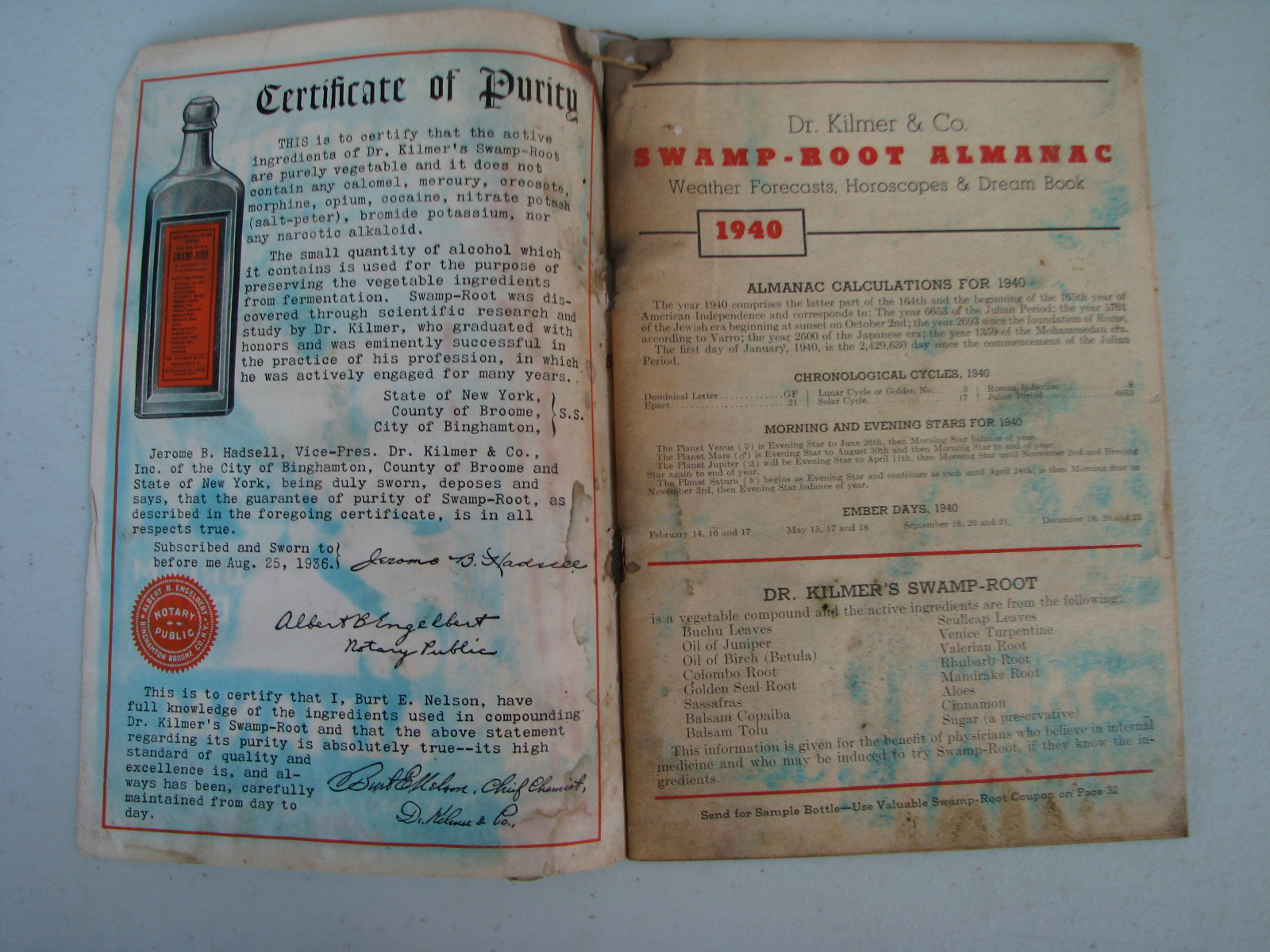 Two Swamp Root Almanac for 1940 & 1941    (LOC =lkr 6, doc box)