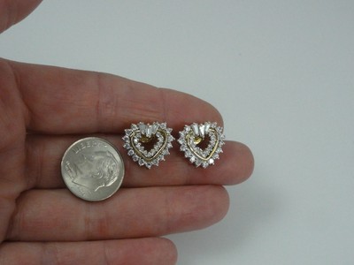 Estate JJT Gold Over Sterling Silver Heart CZ Cubic Zirconia 1/2