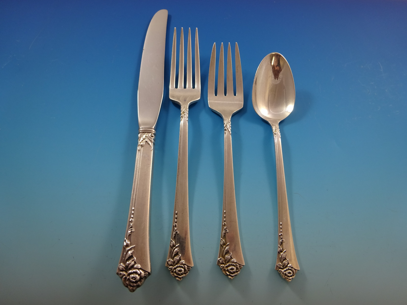 Damask Rose by Oneida Sterling Silver Flatware Set For 12 Service 48