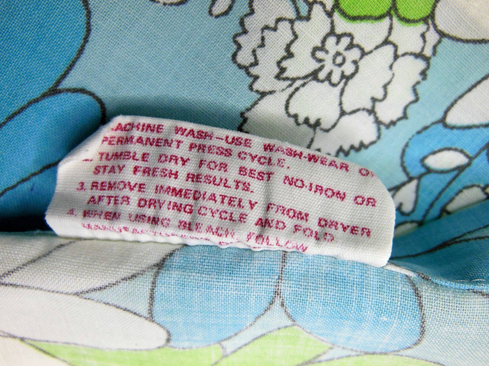 Vtg 1960s Cannon Monticello Twin Muslin Flat Sheet Blue Floral Daisy USA Made