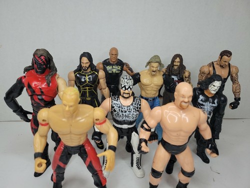 1998-2016 Lot Of 10 Wrestling Action Figures WCW WWE, Read