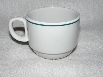 Mayer Restaurant Ware Coffee Mug Cup #484 White W/ Green Stripe (18 Available)