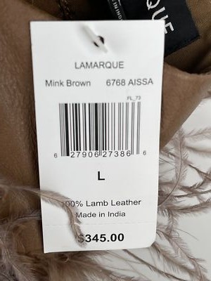 Pre-owned Lamarque Aissa Feather Trimmed Leather Halter Top Women's Size L Brown