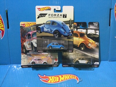 3x LOT HOT WHEELS VOLKSWAGEN CLASSIC BUG FORZA DRAG STRIP CRUISE BOULEVARD VW