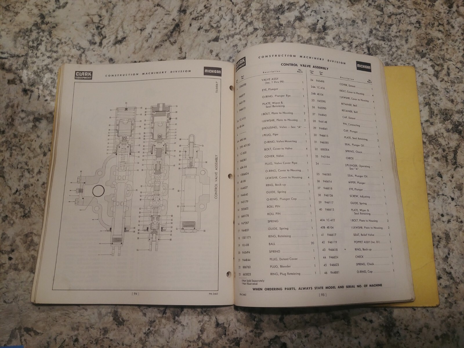Michigan Parts Manual No. 2462 Model 125 III A Articulated Tractor Shovel