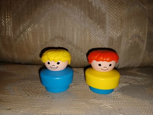 2 Fisher Price Little People Chunky Body Plastic Boy & Girl To...