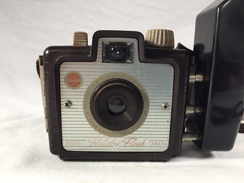 Vintage Kodak Brownie Holiday Flash Film Camera + Kadalite Midget Flash Holder