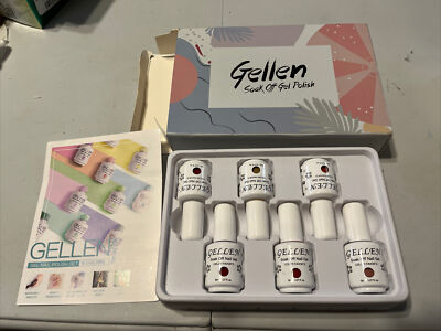 Gellen Soak Off Gel Nail Polish Set of Six 8 ml Bottles Various Colors - New