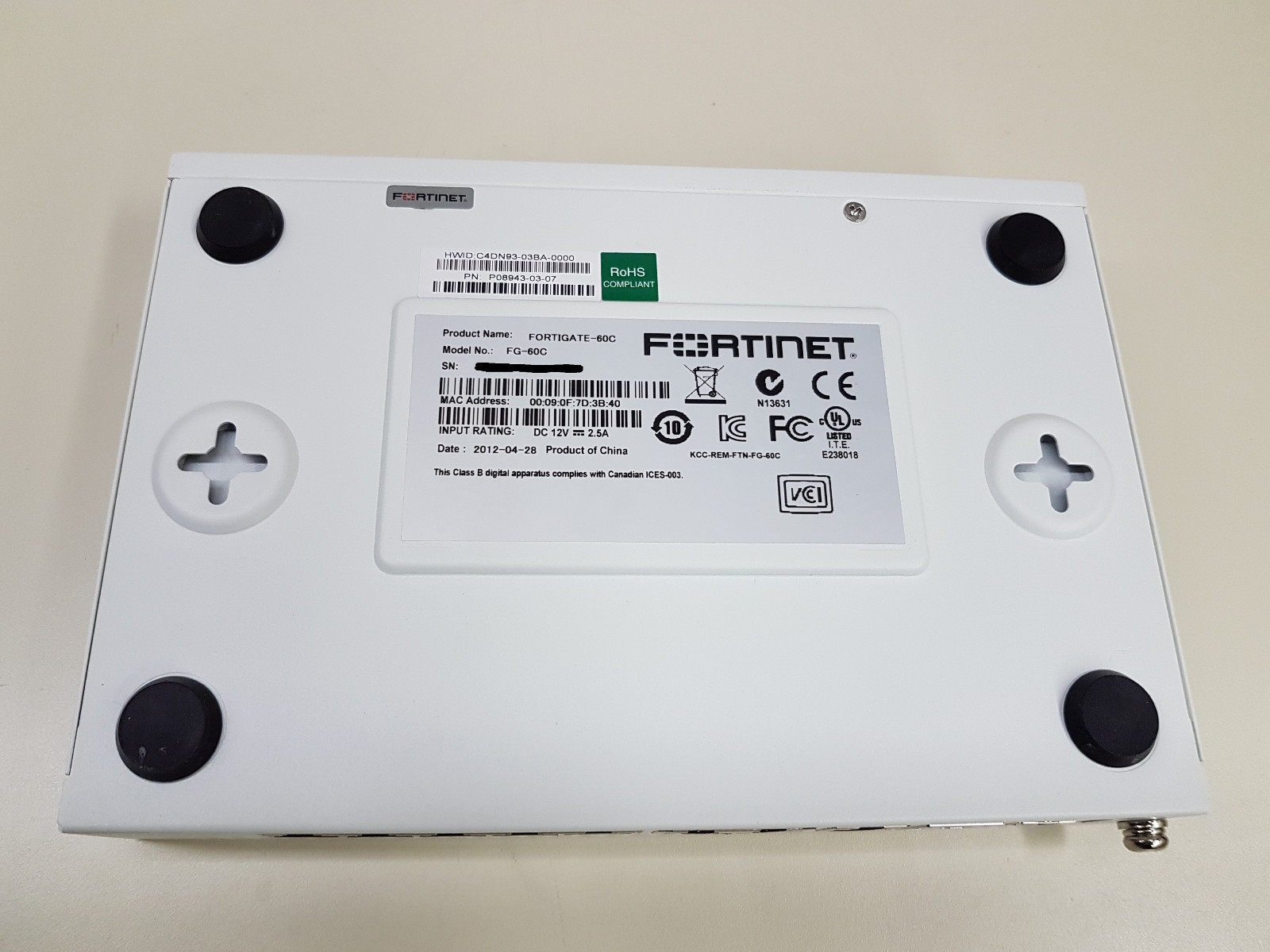 Fortinet Fortigate FG-60c Firewall Appliance PARTS/REPAIR