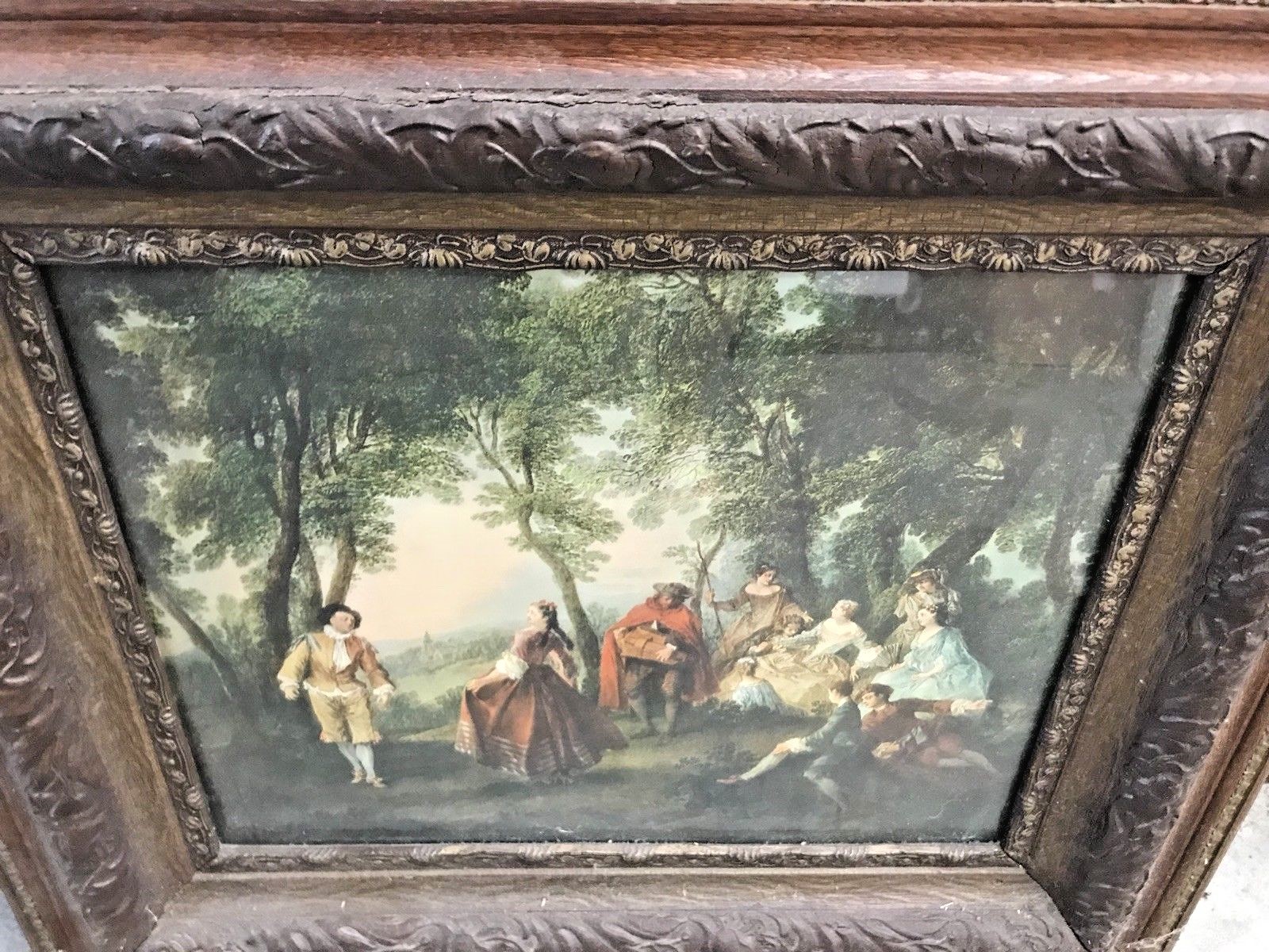 Large Antique picture wood frame Victorian dance 29