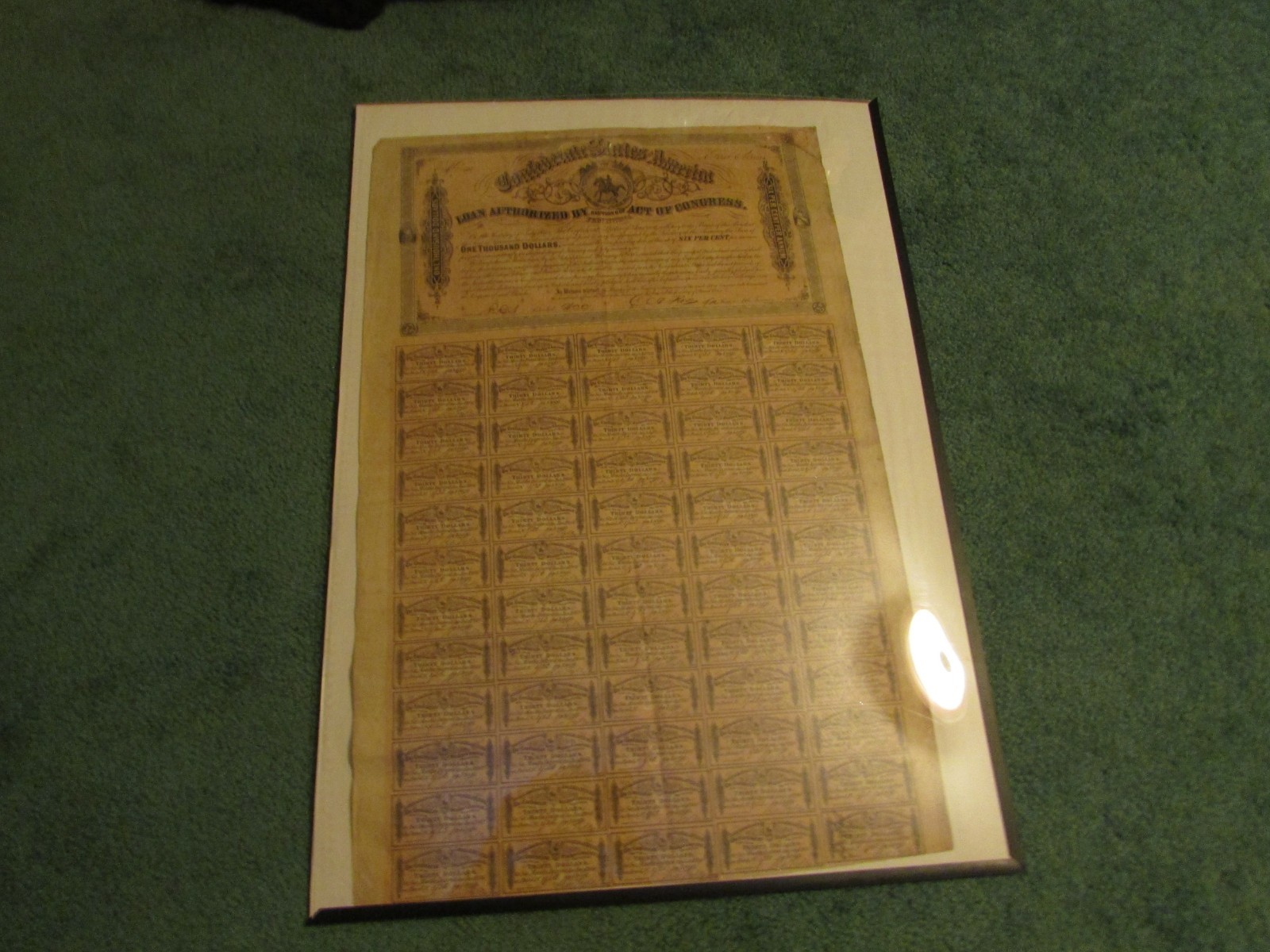 1,000 CONFEDERATE STATES OF AMERICA COMPLETE BOND  LOW SERIAL #  1ST SERIES