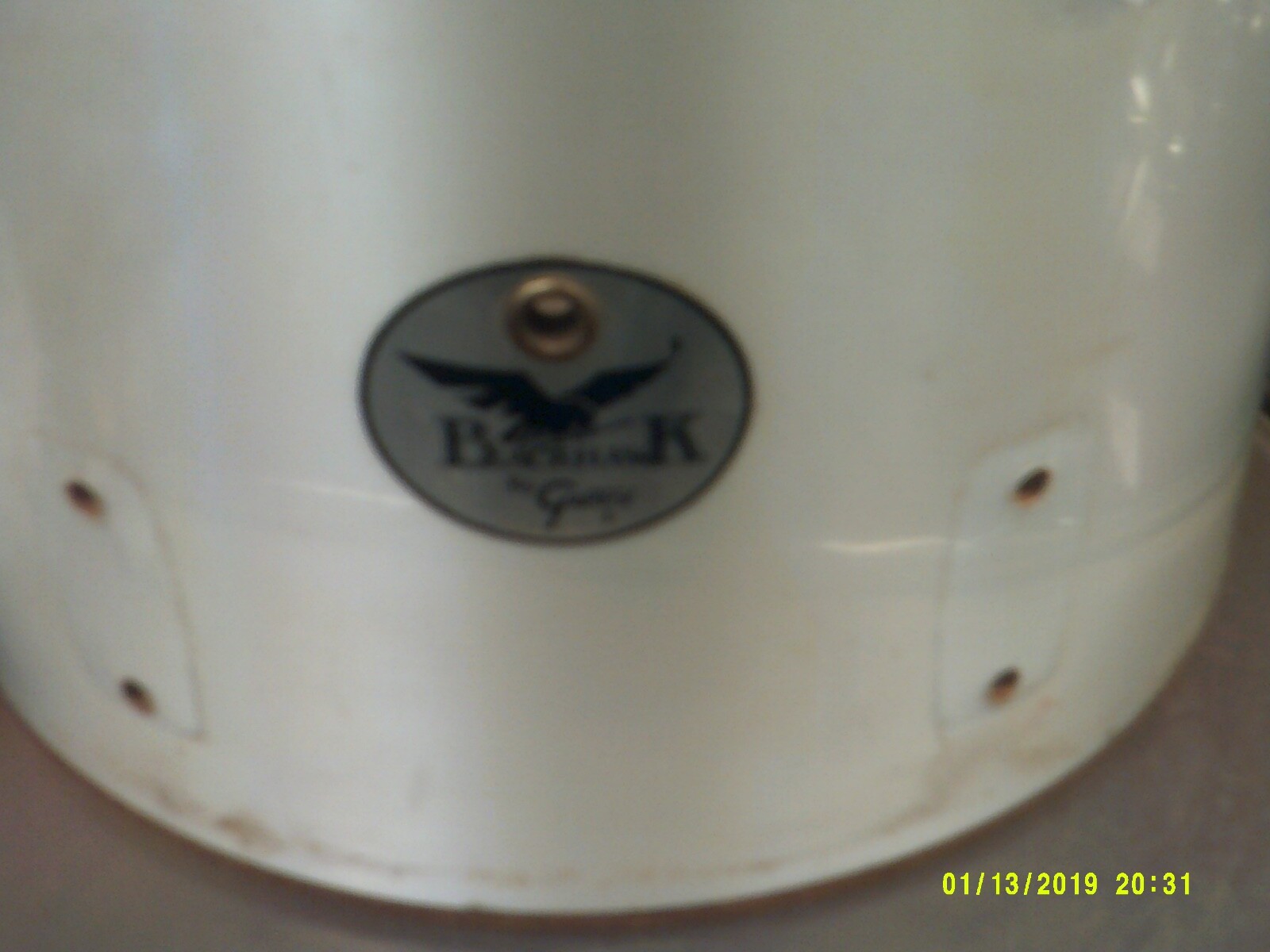 gretsch Blackhawk  12 dia by   deep  Tom drum  shell white 70's