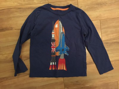 Mini Boden Boys Long Sleeve Tshirt With Rocket Size 34