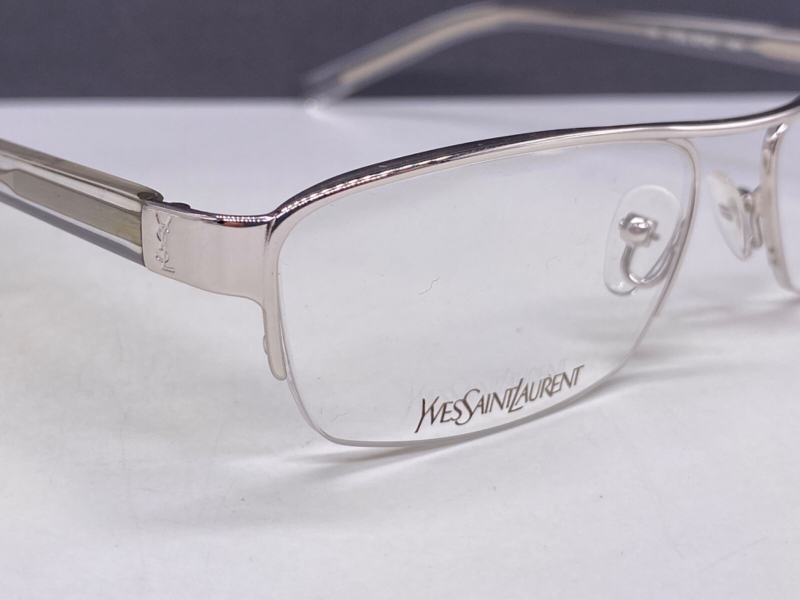 Yves Saint Laurent サングラス Yves Saint Laurent Eyeglasses Frames Men Woman Silver Chrome